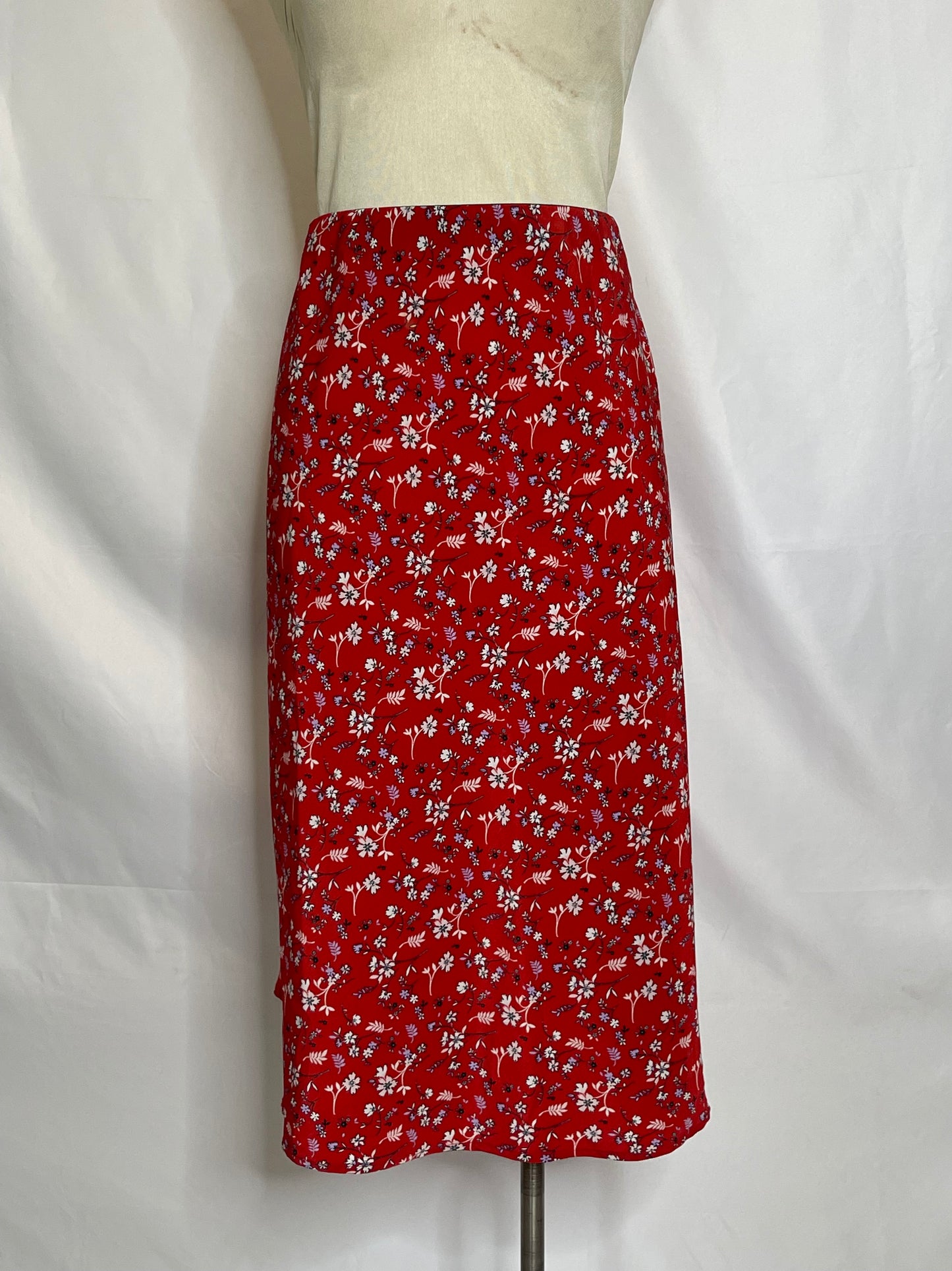 Red Floral Printed Skirt
