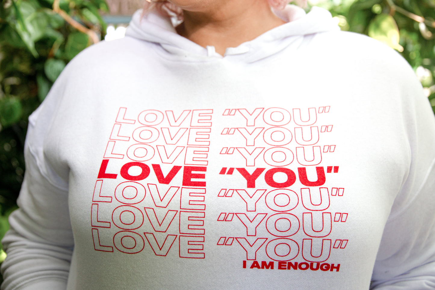 Love "YOU" White Cropped Hoodie