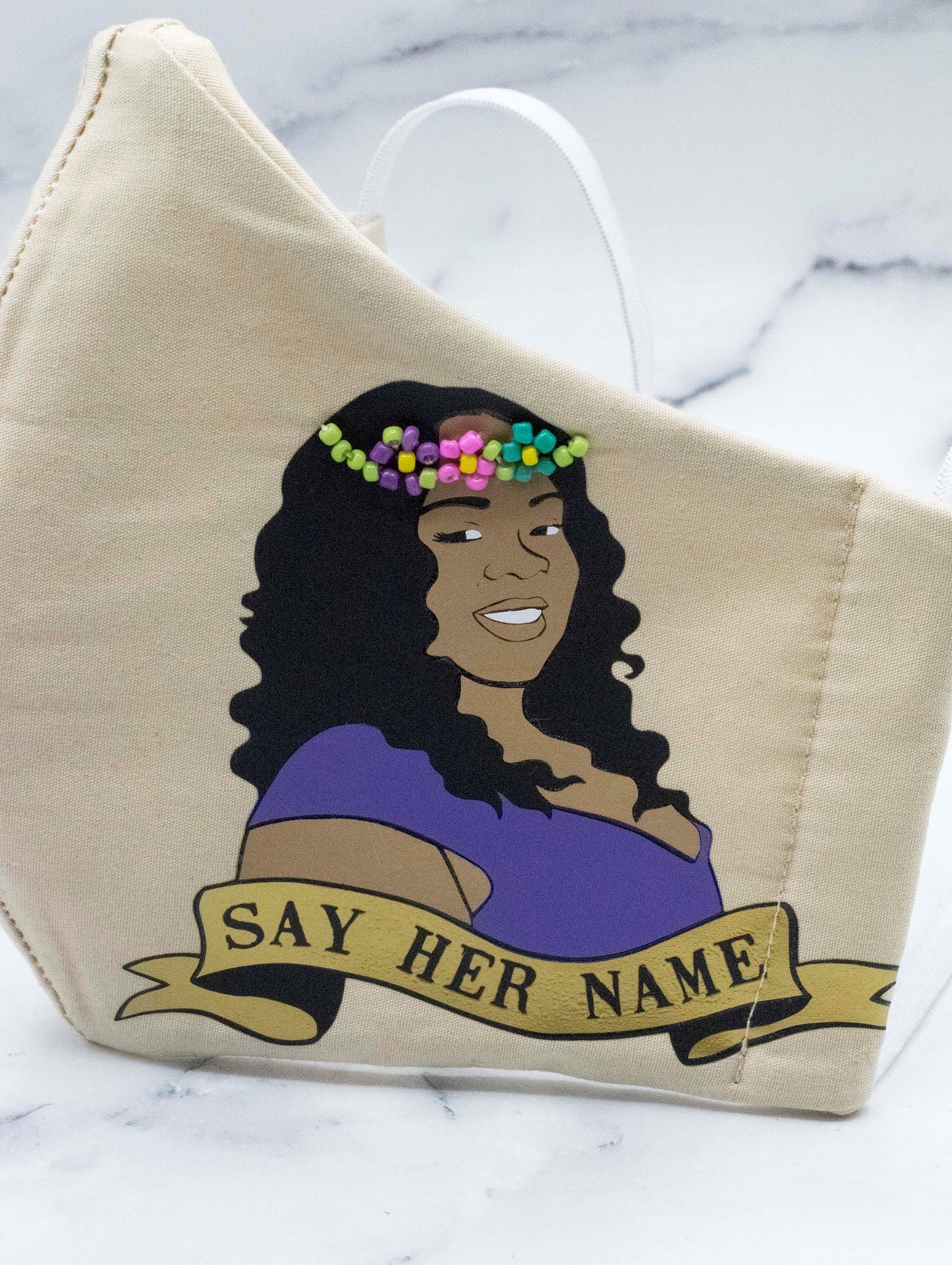 "Say Her NAME"with  Mini-Flower Crown (Made with Mini-Beads)