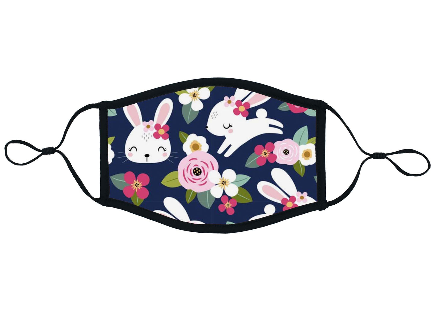 Navy Floral Easter Bunny Face Mask